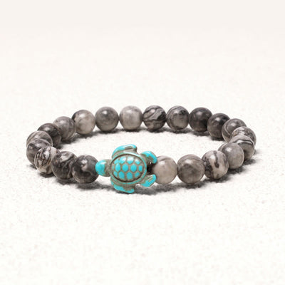 Buddha Stones Natural Stone Sea Turtle Turquoise Blessing Bracelet Bracelet BS Picasso Jasper