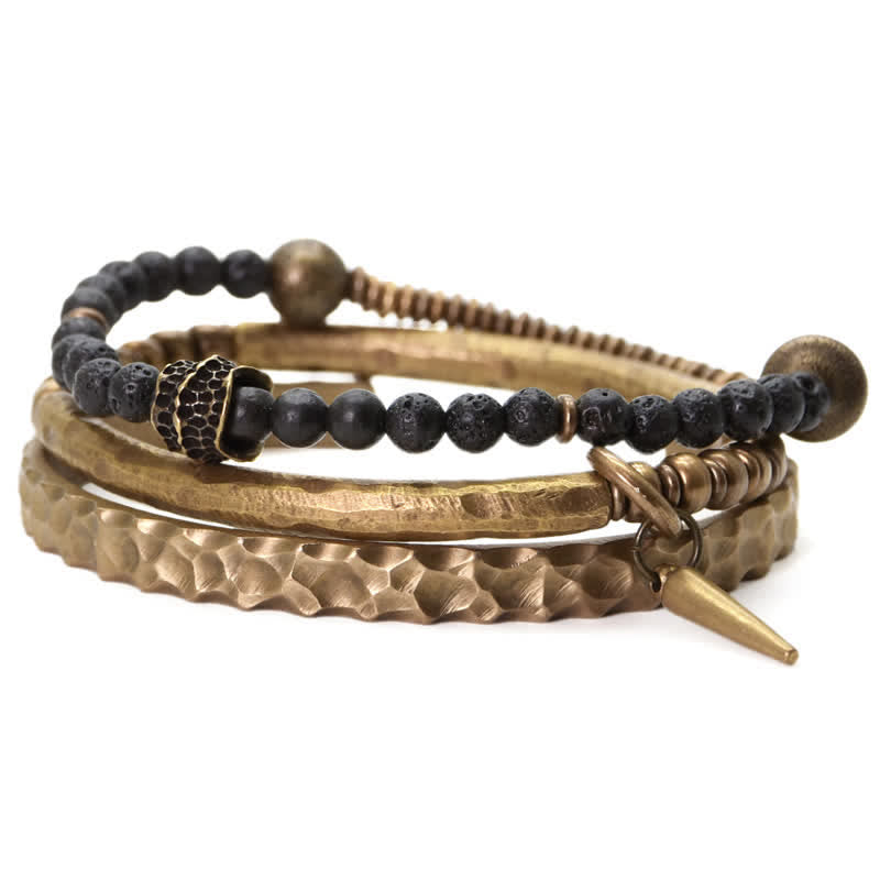 Buddha Stones Lava Rock Stone Copper Balance Cuff Bracelet Bangle - image 21