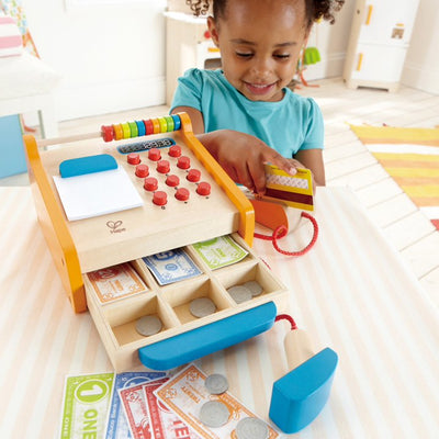 Fidtoy Wooden Cash Register Toy Kids Pretend Shop Play Set