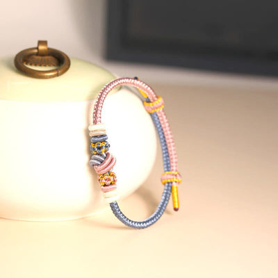 Buddha Stones Two-Color Rope Handcrafted Eight Thread Peace Knot Luck Connection Bracelet Bracelet BS 5