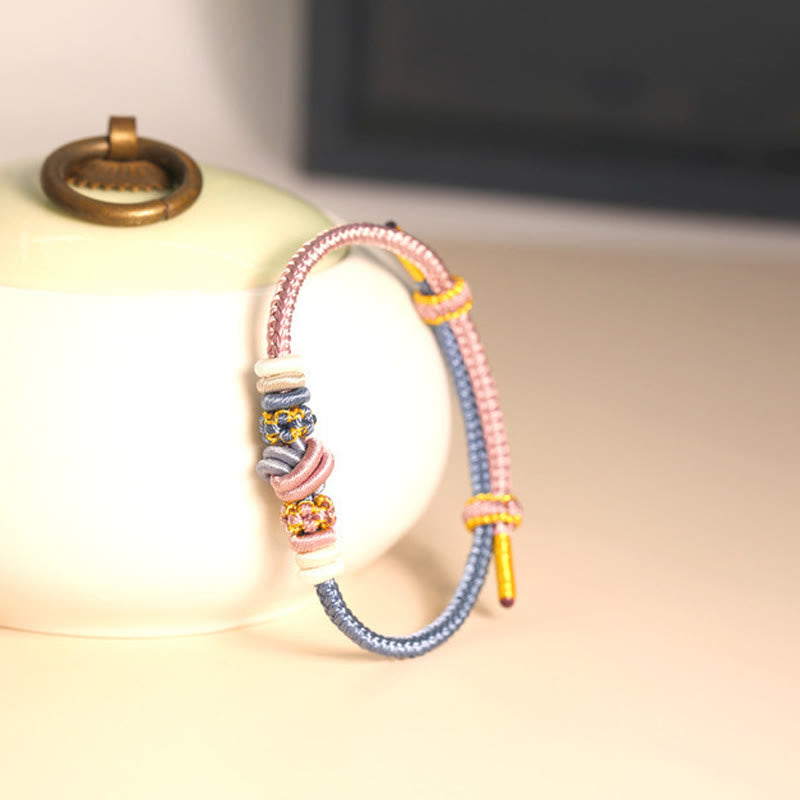 Buddha Stones Two-Color Rope Handcrafted Eight Thread Peace Knot Luck Connection Bracelet Bracelet BS 5