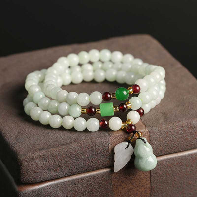 Buddha Stones Natural Jade Pixiu Gourd Abundance Bracelet - image 1
