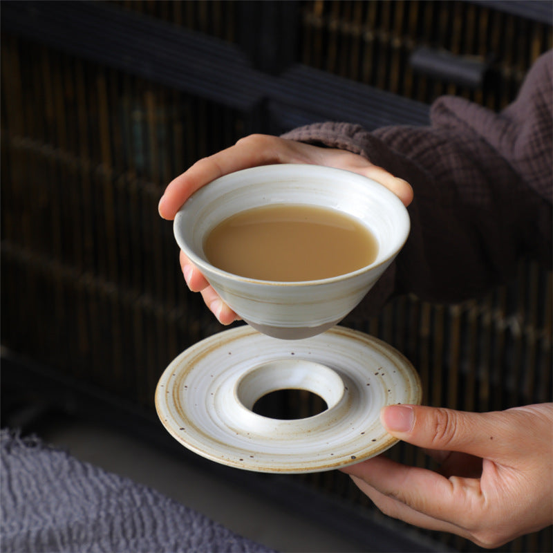 Buddha Stones Planet Design Ceramic Coffee Mug Rough Pottery Tea Coffee Cup With Saucer Coffee Mug BS White 10.3cm*10.3cm*6.3cm*180ml