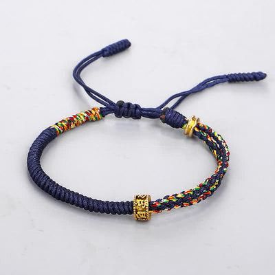 Buddha Stones Om Mani Padme Hum Protection Luck String Bracelet Bracelet BS Blue(Bracelet Size 16+12cm)