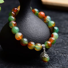 Bracelet de guérison en agate verte naturelle tibétaine Foviel