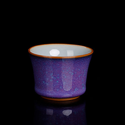 Buddha Stones Kiln Change Ceramic Bamboo Design Teacup Kung Fu Tea Cup Cup BS Purple 6.3cm*4.5cm*65ml