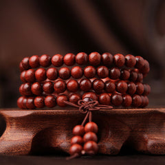 Foviel Tibetan Small Leaf Red Sandalwood 108 Beads Mala Meditation Bracelet