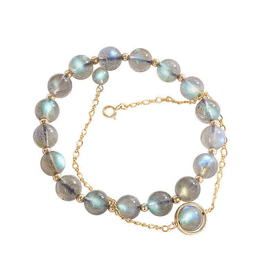 Buddha Stones 14k Gold Plated Natural Moonstone Healing Love Bracelet Bracelet BS 4