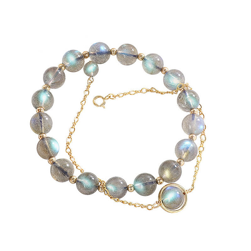 Buddha Stones 14k Gold Plated Natural Moonstone Healing Love Bracelet Bracelet BS 4