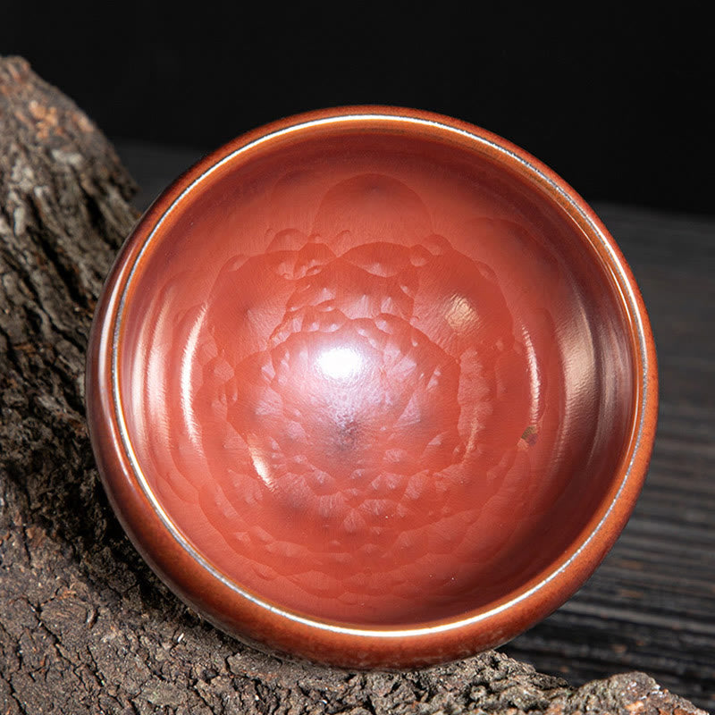 Buddha Stones Handmade Chinese Jianzhan Lotus Design Ceramic Teacup Kung Fu Tea Cup Jian Zhan Tea Cup BS 11