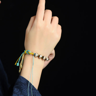 Buddha Stones Handmade Multicolored Rope Liuli Glass Bead Fortune Braided Bracelet Bracelet BS 7