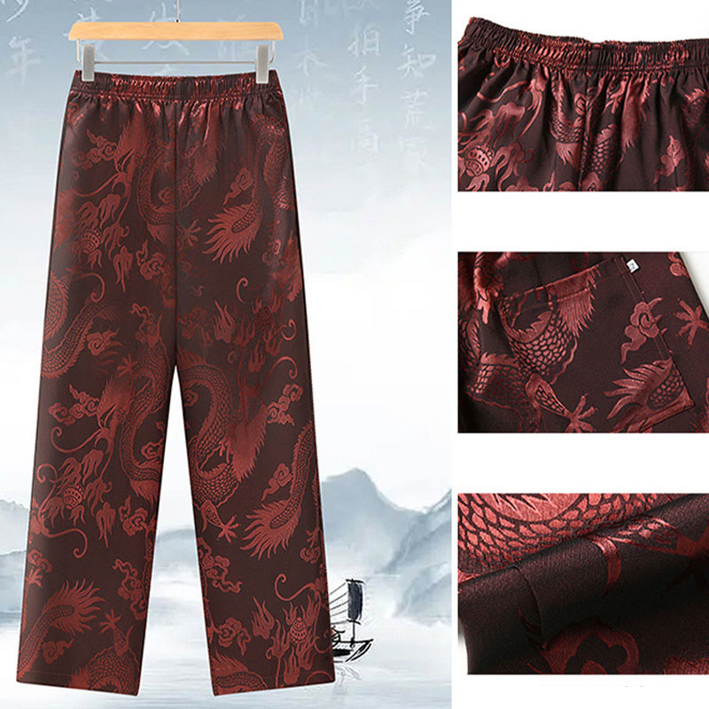 Buddha Stones Tang Suit Men Hanfu Chinese Dragon Traditional Clothes Kung Fu Shirt Uniform Long Sleeved Coat Tops and Pants Clothing Men's Set - image 12