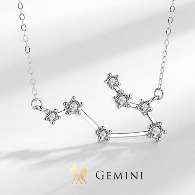 Collar Foviel de plata de ley 925 con las 12 constelaciones del zodiaco