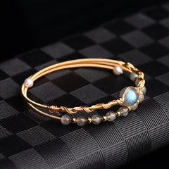 Buddha Stones Moonstone Healing Love Bracelet Bangle Bracelet Bangle BS Moonstone(Love♥Calm)