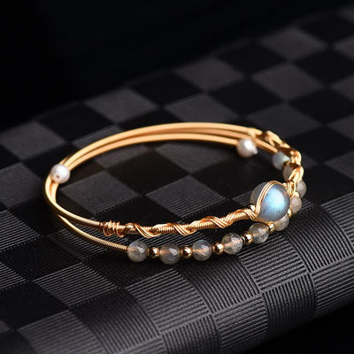 Buddha Stones Moonstone Healing Love Bracelet Bangle Bracelet Bangle BS Moonstone(Love♥Calm)