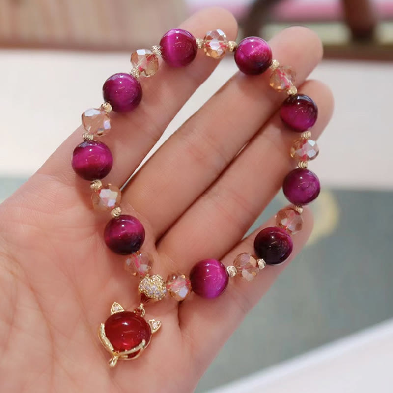 Foviel Rot Tigerauge PiXiu Fox Schutz Selbstbewusstsein Armband