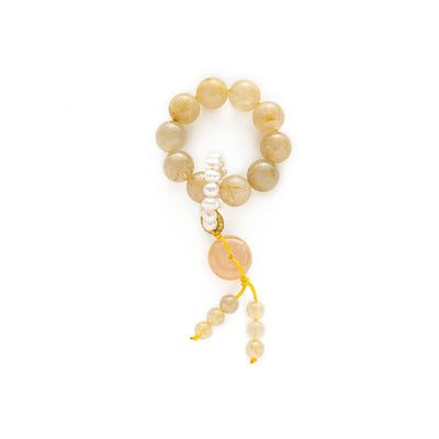 Buddha Stones Citrine Peace Buckle Prosperity Happiness Wrist Mala Wrist Mala BS 4