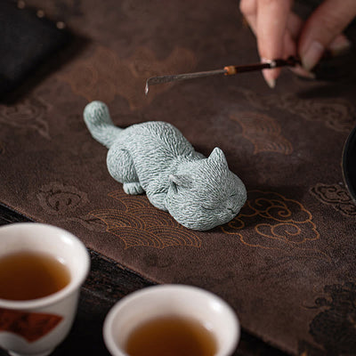 Buddha Stones Small Cat Home Tea Pet Figurine Desk Decoration Decorations BS 8