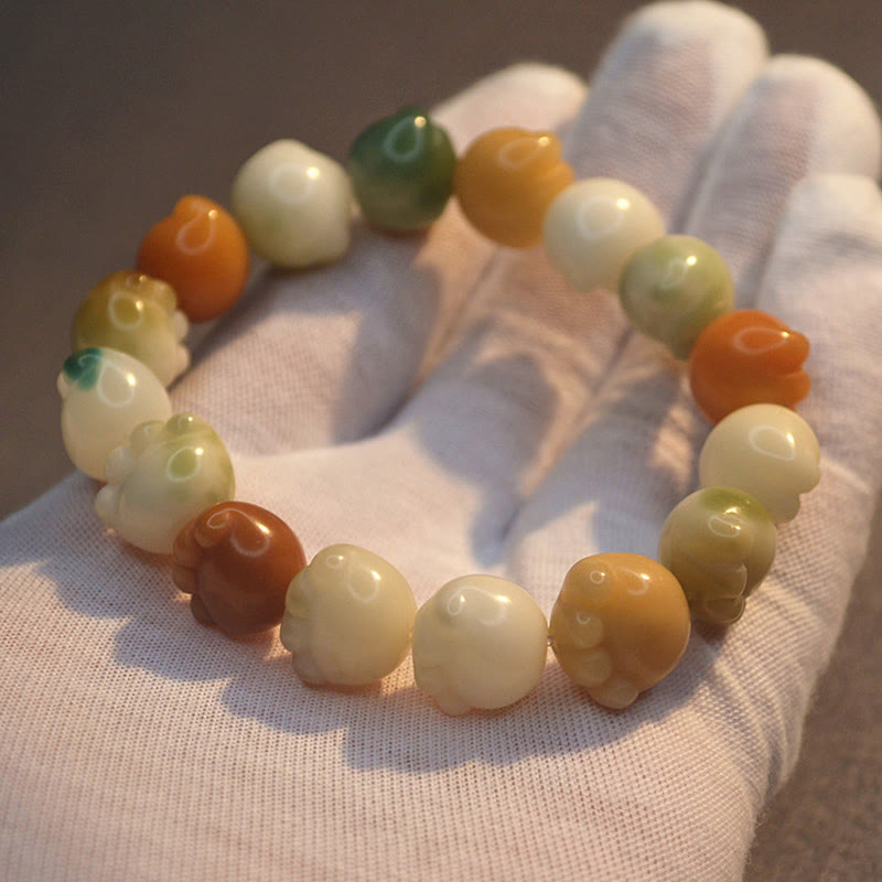 Buddha Stones Multilayered Bodhi Seed Cute Cat Paw Calm Harmony Bracelet Bracelet BS 12