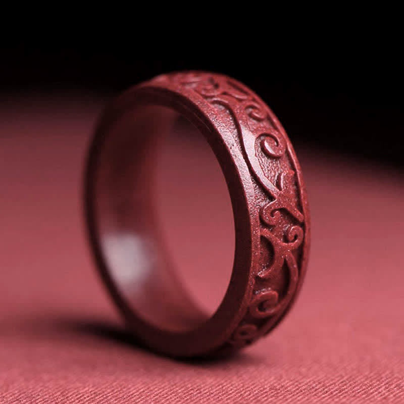Buddha Stones Cinnabar Om Mani Padme Hum Auspicious Clouds Blessing Ring Ring BS Auspicious Clouds 22mm