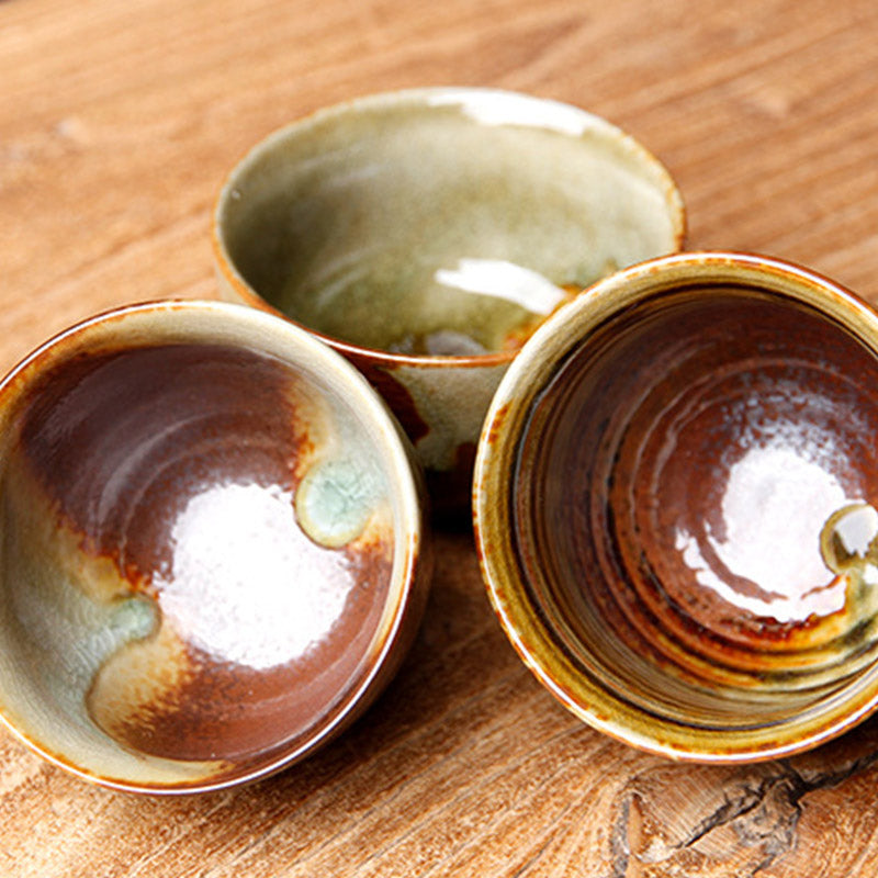 Buddha Stones Vintage Brown Beige Kiln Change Ceramic Teacup Kung Fu Tea Cup Bowl Cup BS 12