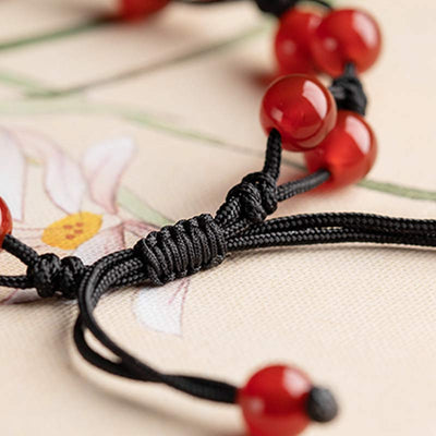 Bracelet calme Foviel en agate rouge, agate mousse et cinabre