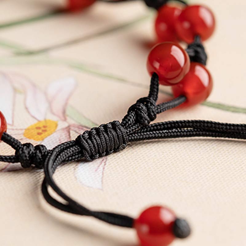 Bracelet calme Foviel en agate rouge, agate mousse et cinabre