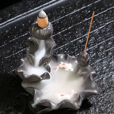 Buddha Stones Koi Fish Lucky Incense Burner Decoration Decoration BS 3