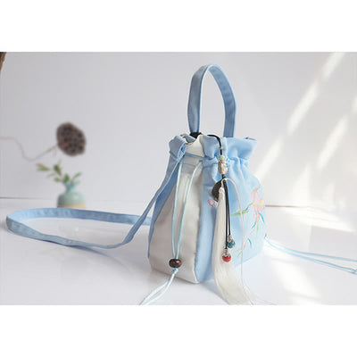 Buddha Stones Handmade Embroidered Flowers Canvas Tote Shoulder Bag Handbag Bag BS 33