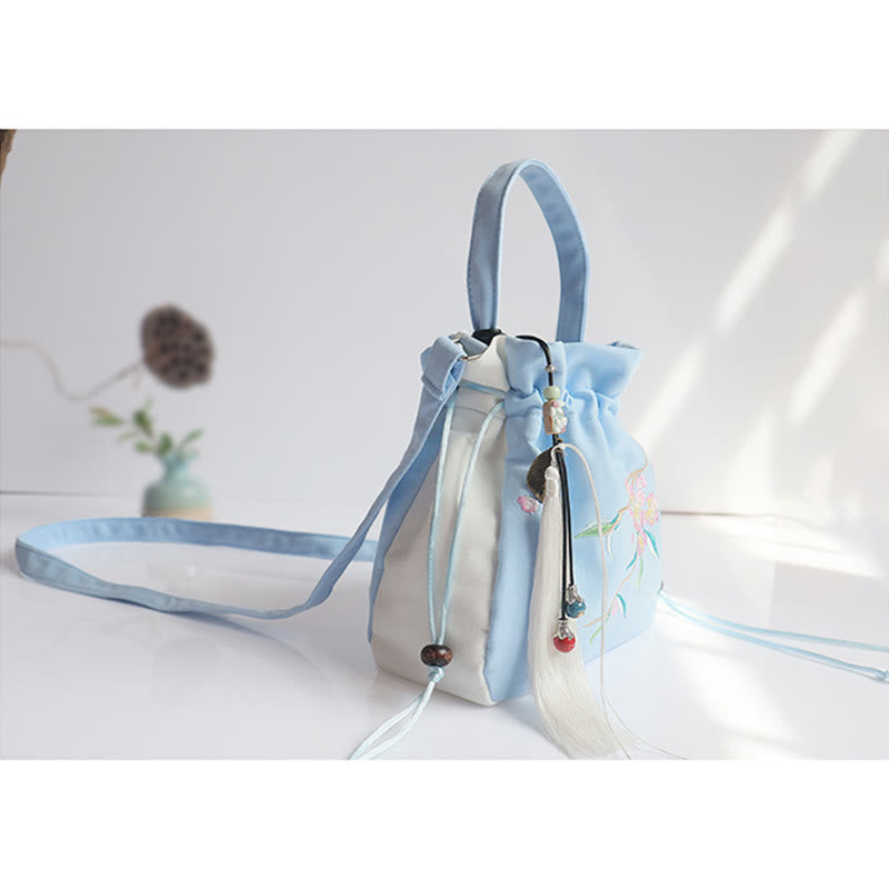 Buddha Stones Handmade Embroidered Flowers Canvas Tote Shoulder Bag Handbag Bag BS 33