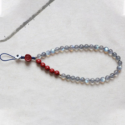 Buddha Stones Natural Moonstone Cinnabar Calm Positive Phone Decoration Decorations BS 7