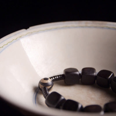 Buddha Stones Tibetan Ebony Wood Dzi Bead Strength Bracelet Bracelet BS 10