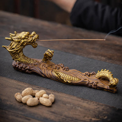 Buddha Stones Dragon Protection Ceramic Stick Incense Burner Decoration Incense Burner BS 2