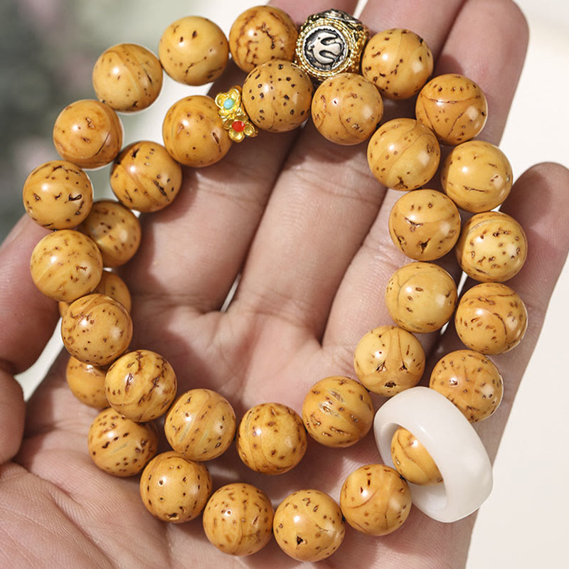 Buddha Stones Tibetan Natural Purple Gold Rat Bodhi Seed Wealth Double Wrap Bracelet Bracelet BS 9