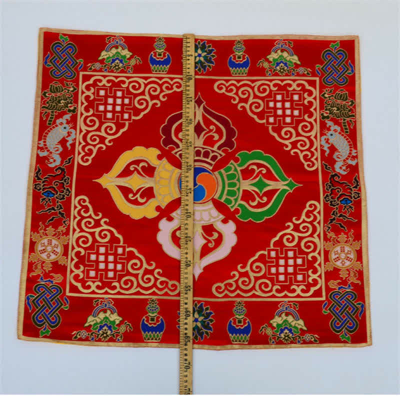 Buddha Stones Flower Endless Knot Prayer Altar Mat Healing Meditation 8 Auspicious Symbols Mat Table Runner Prayer Altar BS 27
