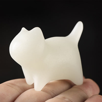 Buddha Stones 2Pcs Mini Cute Cat Glowstone Luminous Lucky Cat Energy Decoration Decorations BS 5
