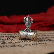 Foviel Tibet 925 Sterling Silver Om Mani Padme Hum Dorje Bell Vajra Engraved Enlightenment Pendant Hanging Decoration