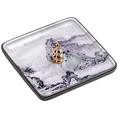 Buddha Stones Mountain Lake Flower Leaf Healing Ceramic Plate Tray Stick Incense Burner Decoration Incense Burner BS 10