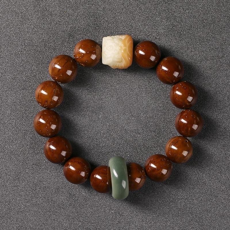 Buddha Stones Purple Bodhi Seed Dancing Lion Wisdom Bracelet Bracelet BS 1