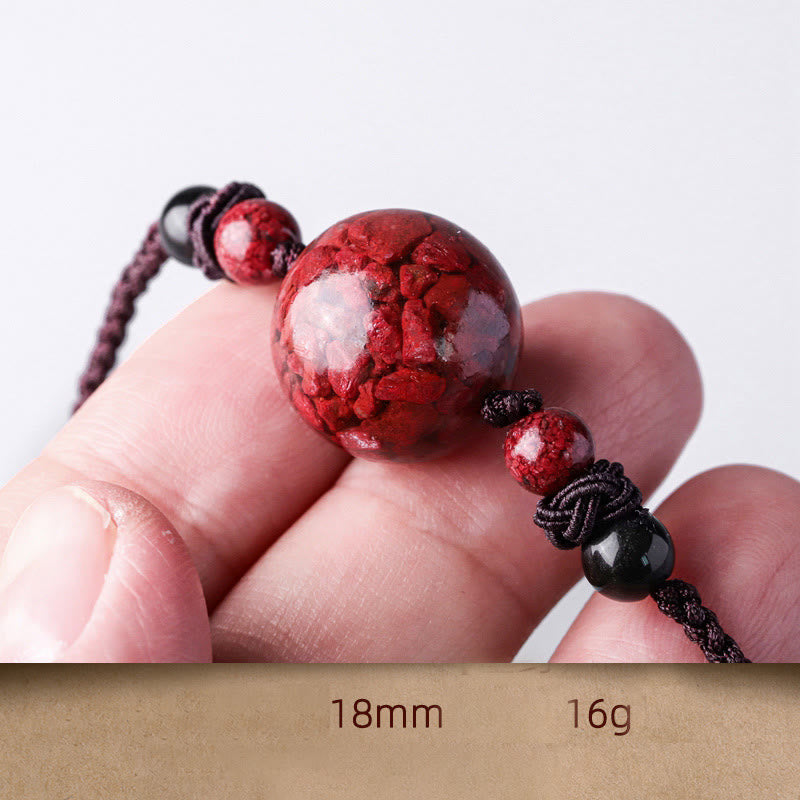 Buddha Stones Natural Cinnabar Stones Bead Blessing Necklace Pendant Necklaces & Pendants BS 18mm