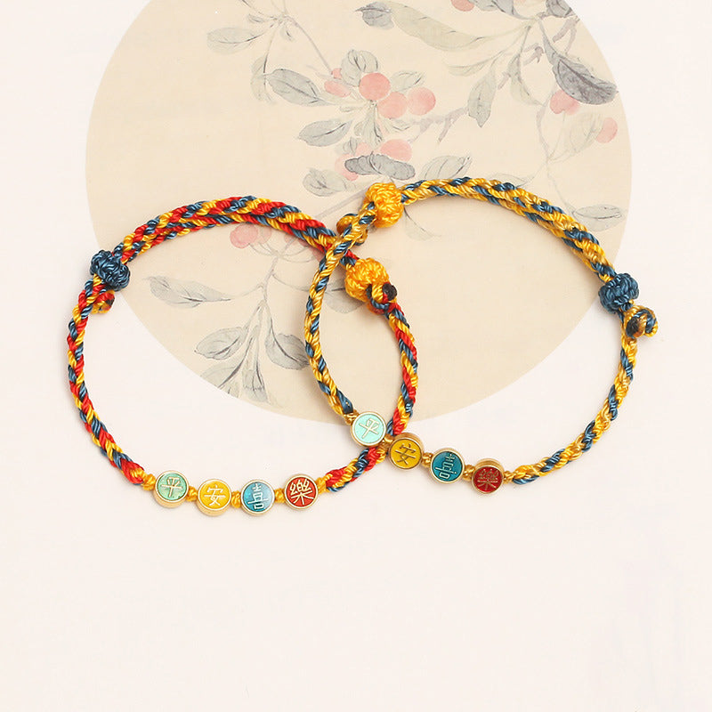 Buddha Stones Handmade Dunhuang Color Thread Peace And Joy Protection Braid String Bracelet Bracelet BS 1