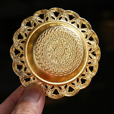 Buddha Stones Gold Gourd Star Feather Spiritual Meditation Mini Alloy Metal Incense Burner Incense Burner BS 5