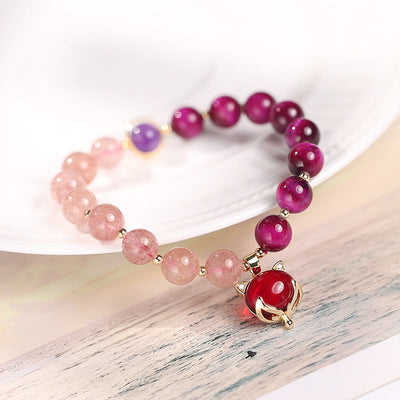 Foviel Natural Strawberry Quartz Pixiu Love Bracelet