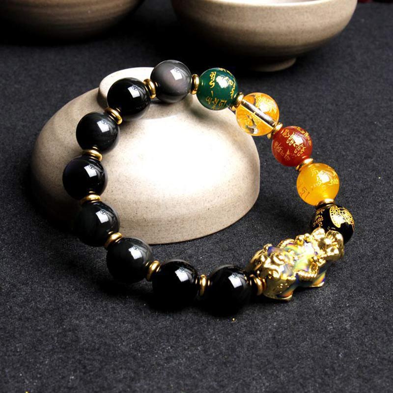 Bracelet Pixiu en obsidienne à changement de couleur Foviel — image 4