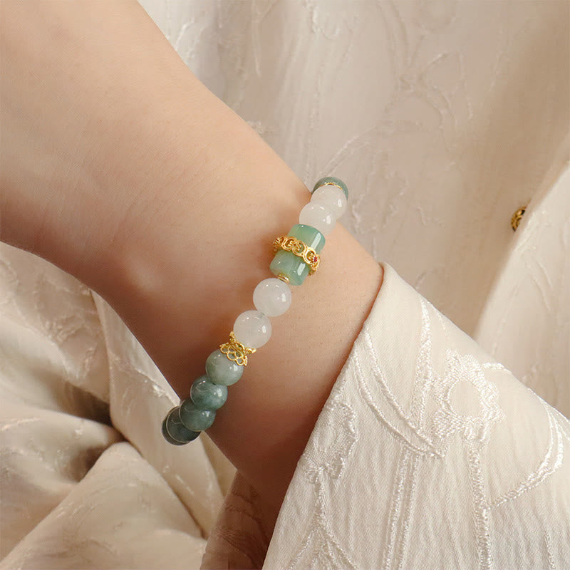 Buddha Stones Single Double Layer Jade Peace Buckle Luck Bracelet Bracelet BS 2