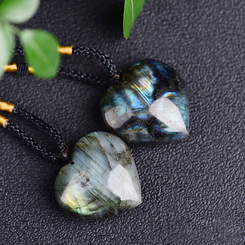Buddha Stones Labradorite Love Heart Support Necklace Pendant Necklaces & Pendants BS 3