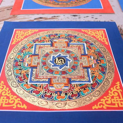 Buddha Stones Tibetan Handmade Thangka Painting Blessing Thangka Blind Box Random Color Pattern Tibetan Thangka BS 10