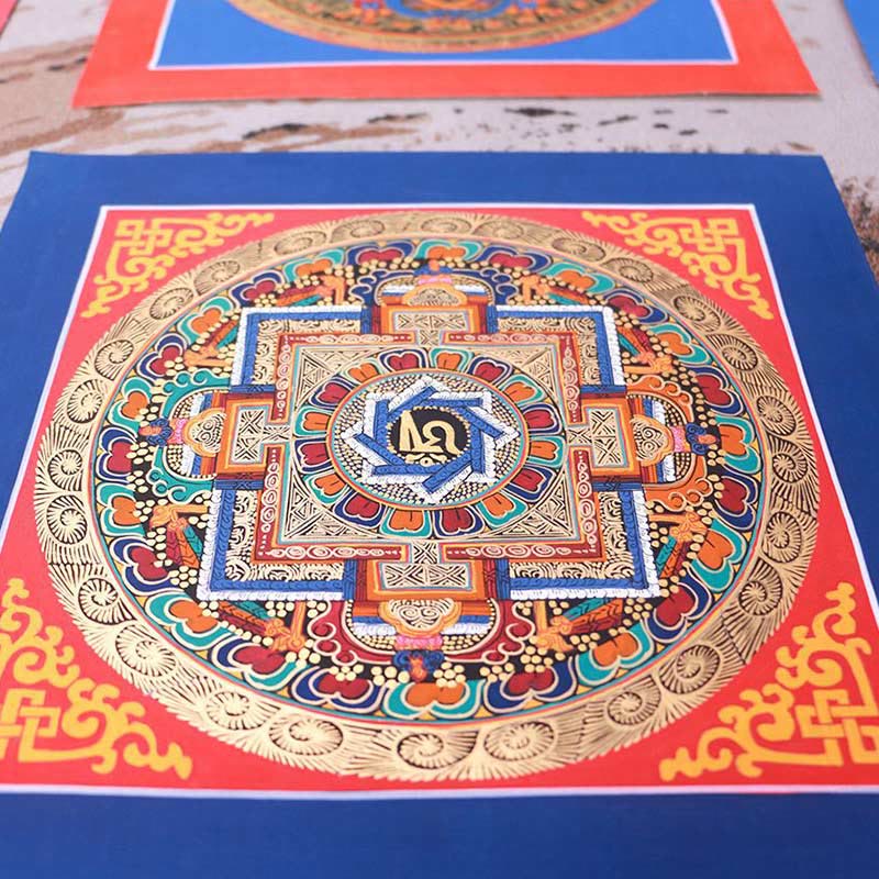 Buddha Stones Tibetan Handmade Thangka Painting Blessing Thangka Blind Box Random Color Pattern Tibetan Thangka BS 10
