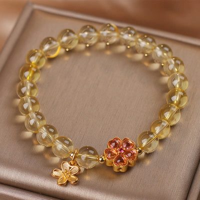 Buddha Stones Natural Citrine Flower Charm Prosperity Protection Bracelet Bracelet BS 2