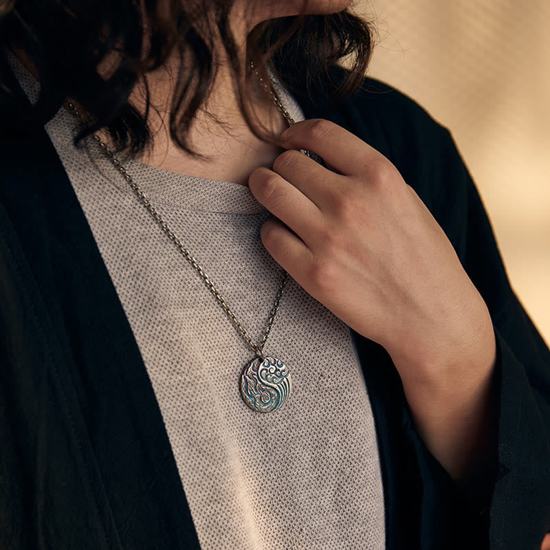 Buddha Stones 990 Sterling Silver Yin Yang Water and Fire Balance Necklace Pendant Necklaces & Pendants BS 10